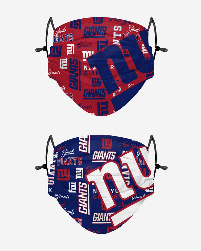 New York Giants Logo Rush Adjustable 2 Pack Face Cover FOCO - FOCO.com