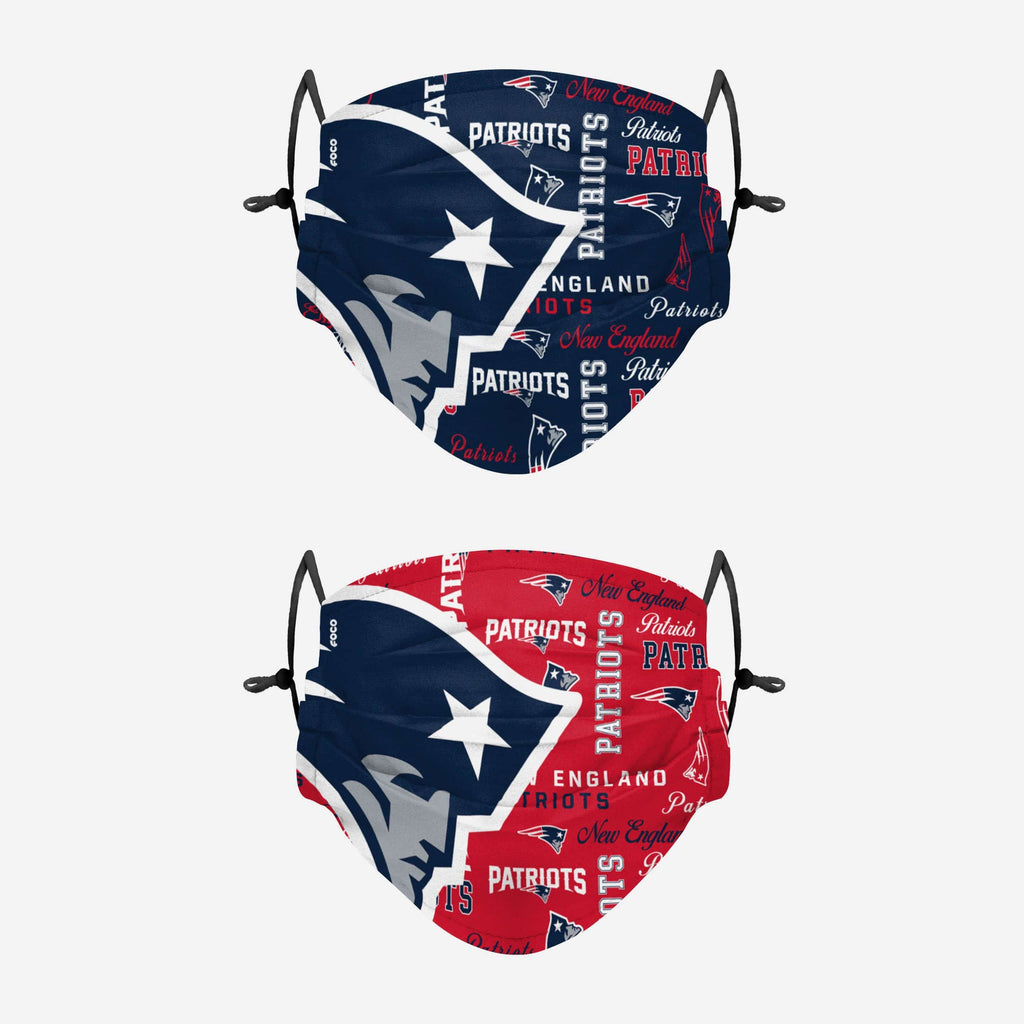 New England Patriots Logo Rush Adjustable 2 Pack Face Cover FOCO - FOCO.com
