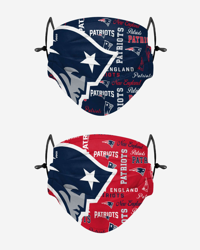 New England Patriots Logo Rush Adjustable 2 Pack Face Cover FOCO - FOCO.com