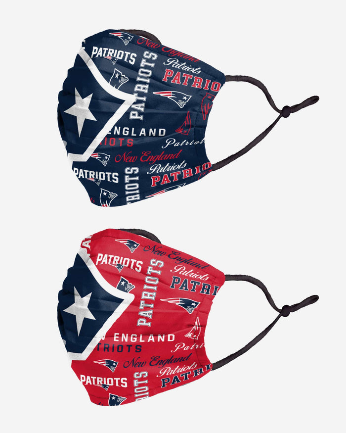 New England Patriots Logo Rush Adjustable 2 Pack Face Cover FOCO - FOCO.com