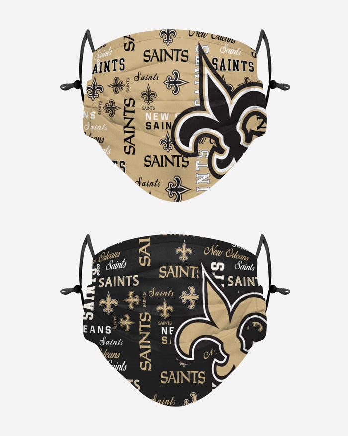 New Orleans Saints Logo Rush Adjustable 2 Pack Face Cover FOCO - FOCO.com