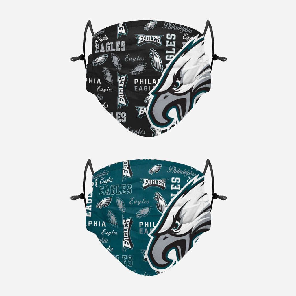 Philadelphia Eagles Logo Rush Adjustable 2 Pack Face Cover FOCO - FOCO.com