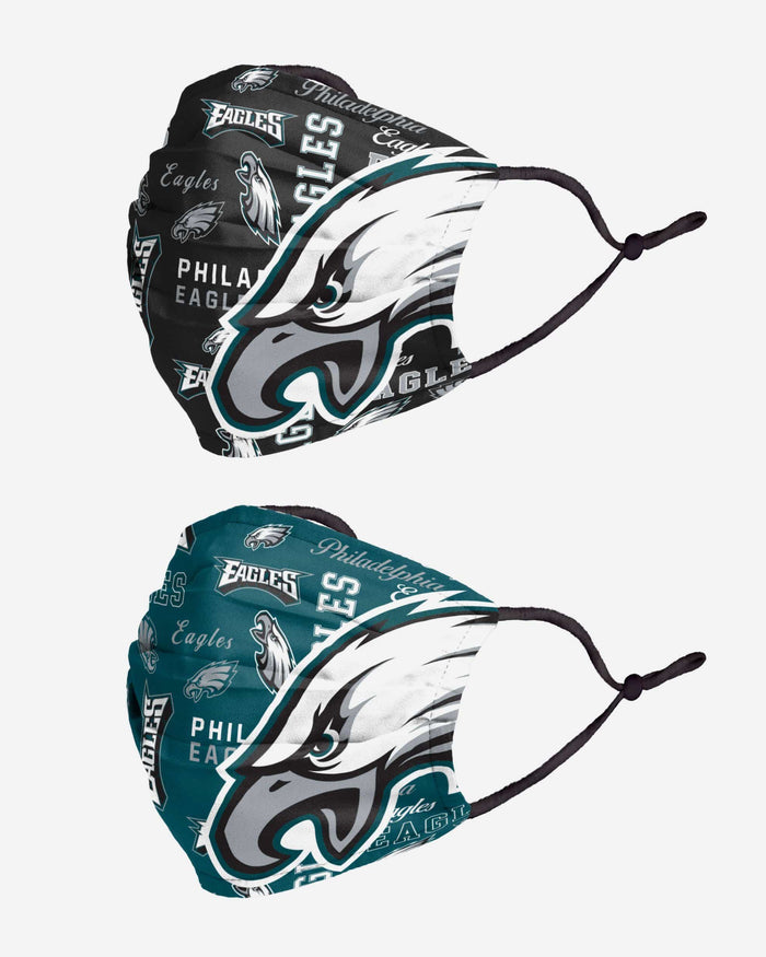 Philadelphia Eagles Logo Rush Adjustable 2 Pack Face Cover FOCO - FOCO.com