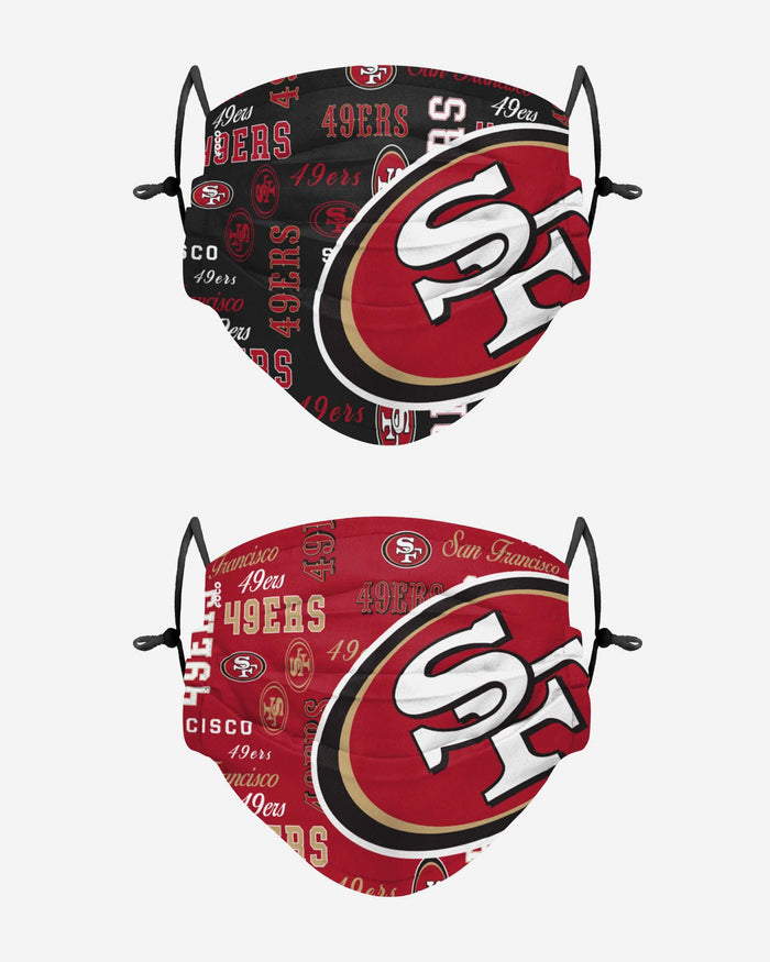 San Francisco 49ers Logo Rush Adjustable 2 Pack Face Cover FOCO - FOCO.com