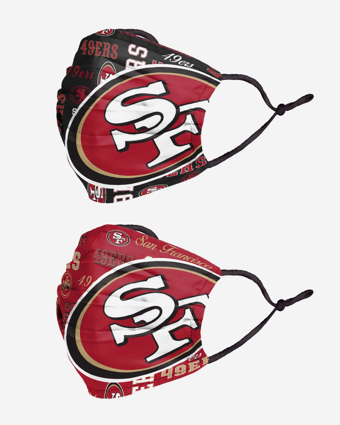 San Francisco 49ers Logo Rush Adjustable 2 Pack Face Cover FOCO - FOCO.com