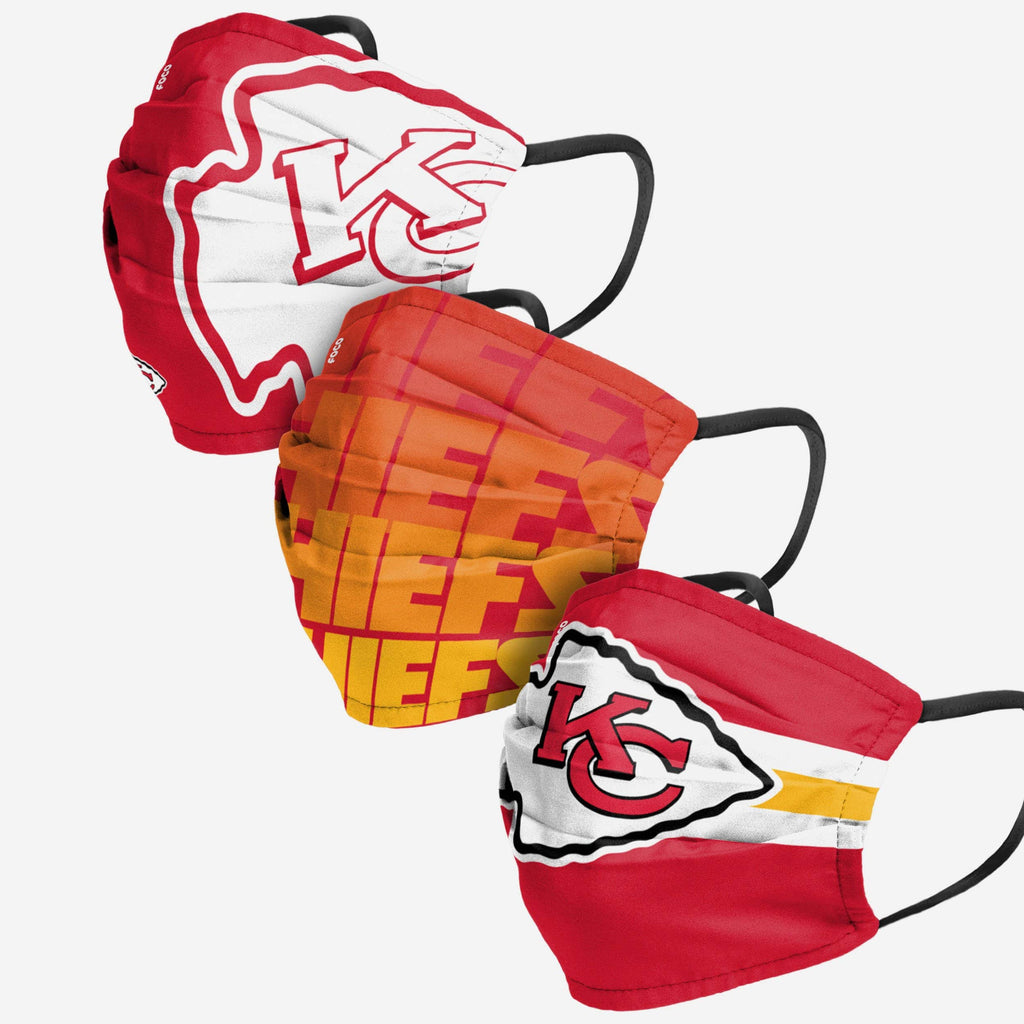 Kansas City Chiefs Matchday 3 Pack Face Cover FOCO Adult - FOCO.com