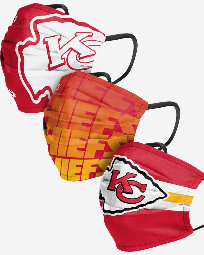 Kansas City Chiefs Matchday 3 Pack Face Cover FOCO Adult - FOCO.com