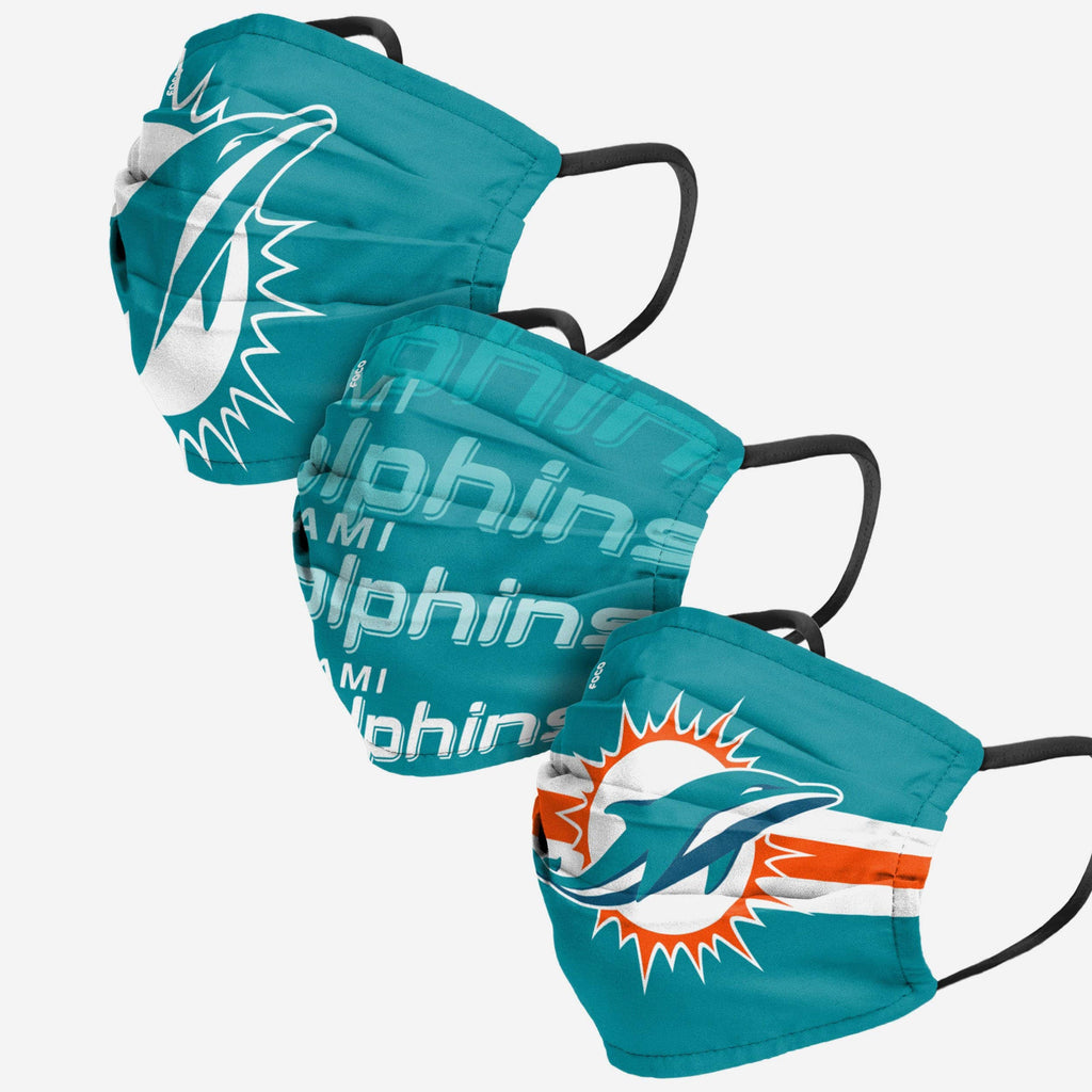 Miami Dolphins Matchday 3 Pack Face Cover FOCO Adult - FOCO.com