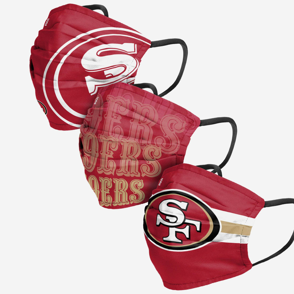 San Francisco 49ers Matchday 3 Pack Face Cover FOCO Adult - FOCO.com