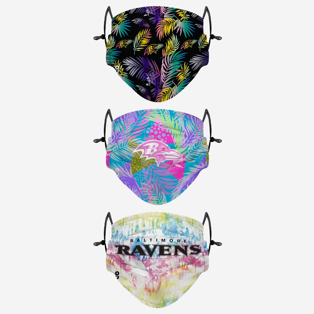 Baltimore Ravens Neon Floral 3 Pack Face Cover FOCO - FOCO.com