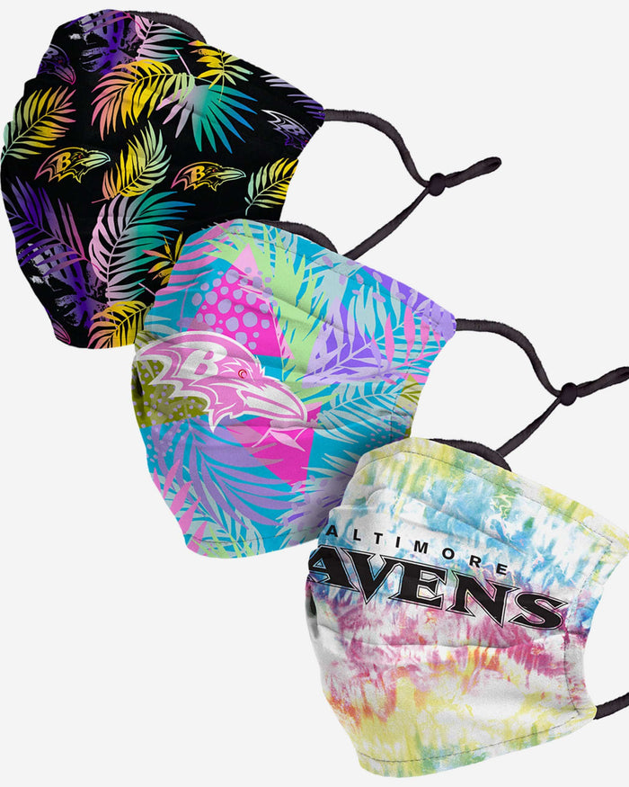 Baltimore Ravens Neon Floral 3 Pack Face Cover FOCO - FOCO.com