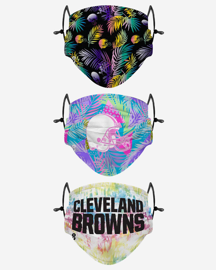 Cleveland Browns Neon Floral 3 Pack Face Cover FOCO - FOCO.com