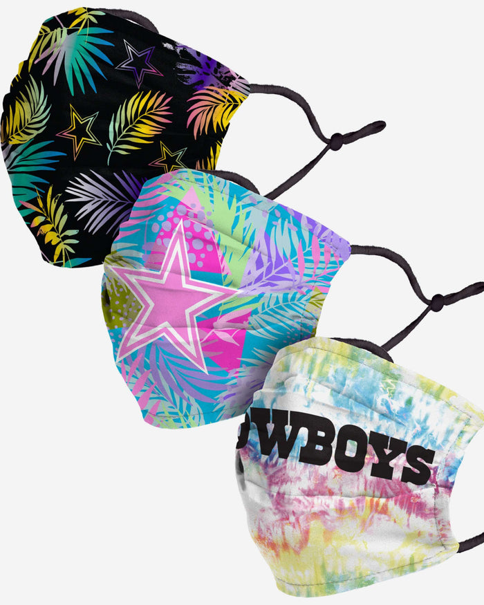 Dallas Cowboys Neon Floral 3 Pack Face Cover FOCO - FOCO.com