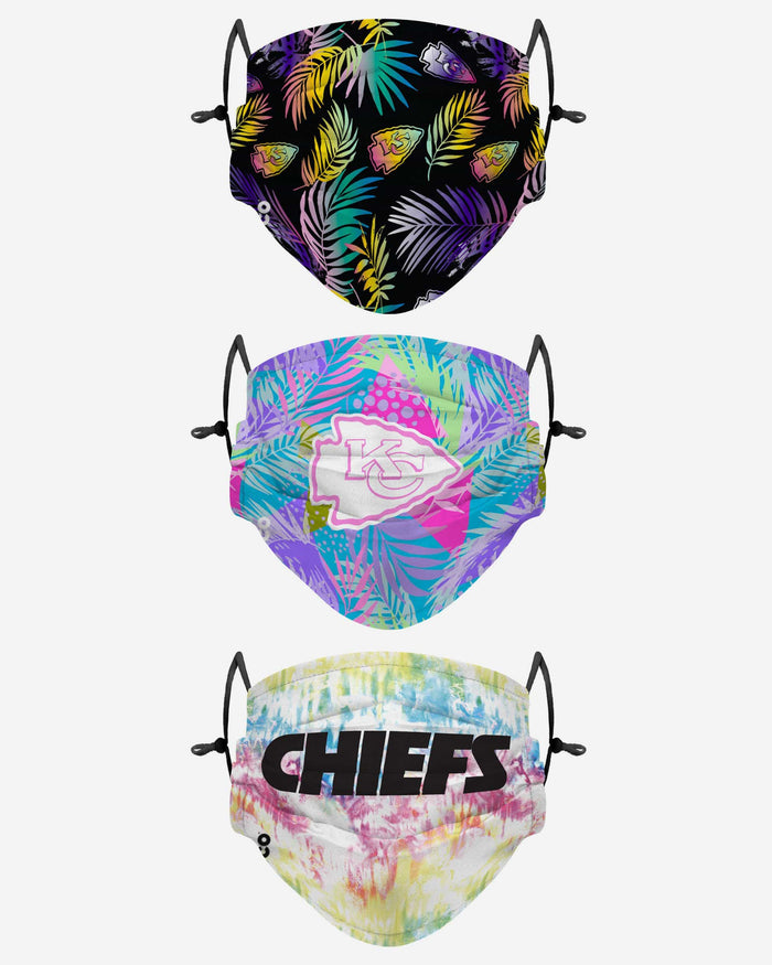 Kansas City Chiefs Neon Floral 3 Pack Face Cover FOCO - FOCO.com