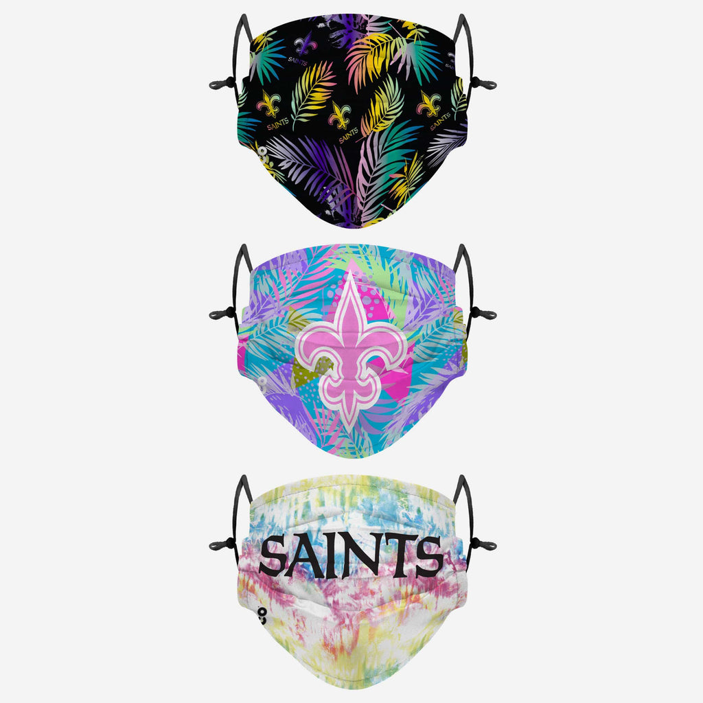 New Orleans Saints Neon Floral 3 Pack Face Cover FOCO - FOCO.com