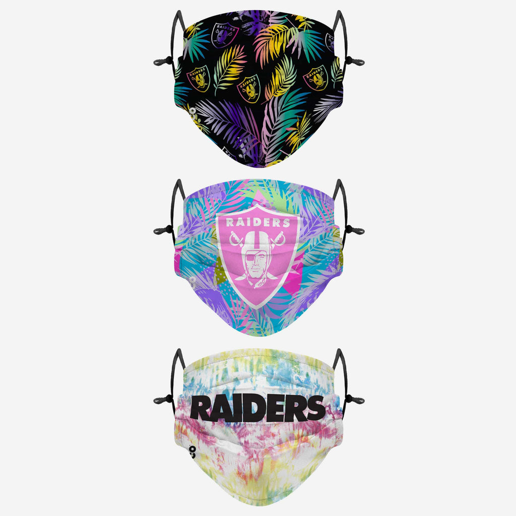 Las Vegas Raiders Neon Floral 3 Pack Face Cover FOCO - FOCO.com