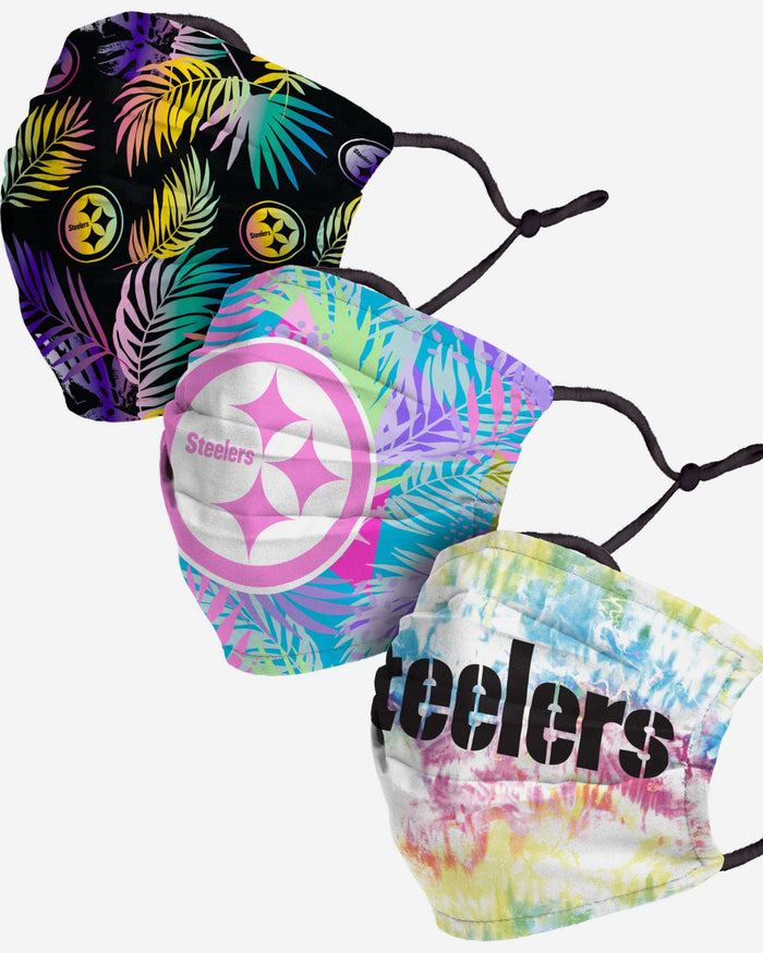 Pittsburgh Steelers Neon Floral 3 Pack Face Cover FOCO - FOCO.com