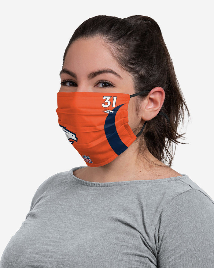 Justin Simmons Denver Broncos On-Field Sideline Logo Face Cover FOCO - FOCO.com