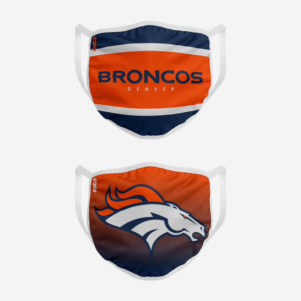 Denver Broncos Printed 2 Pack Face Cover FOCO - FOCO.com