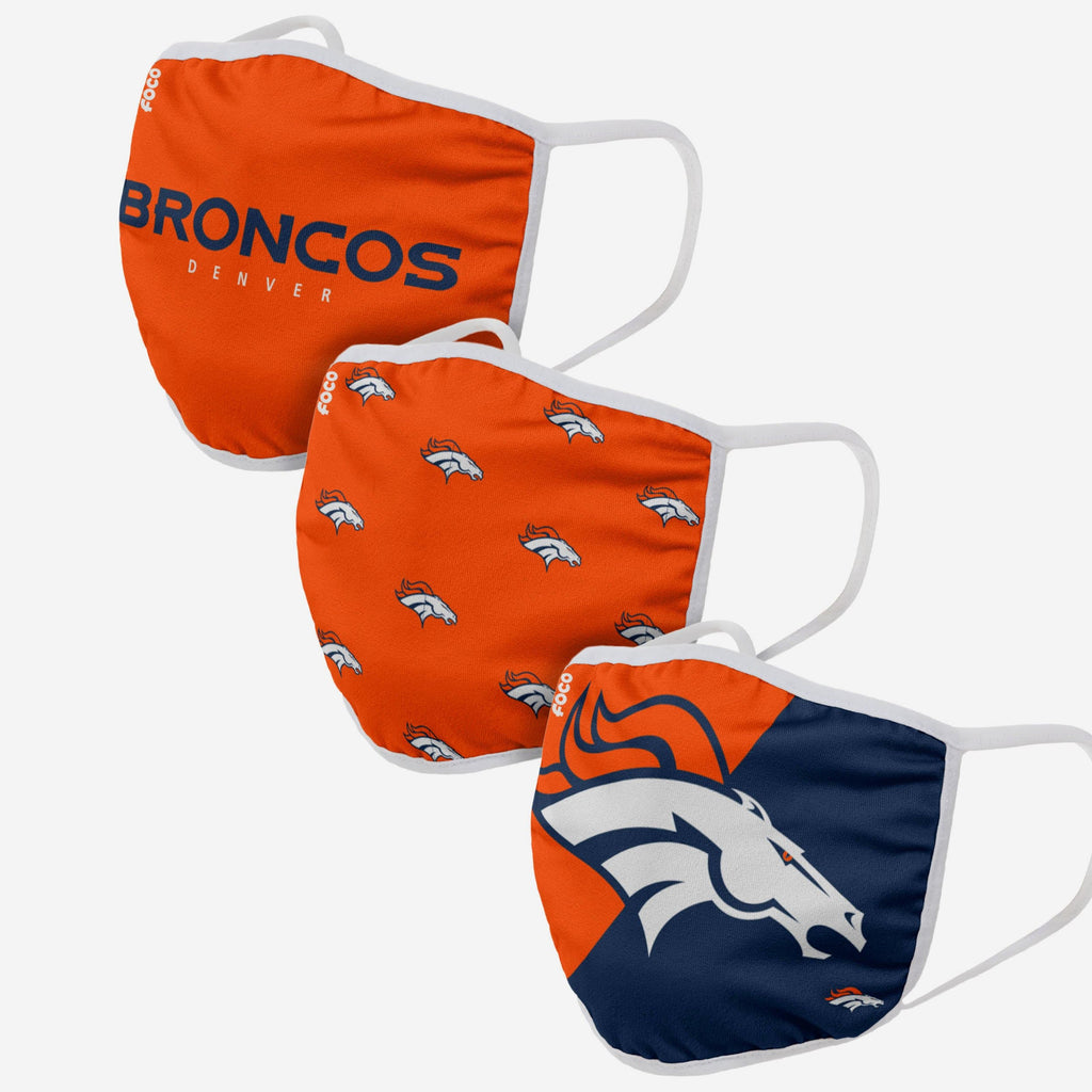 Denver Broncos 3 Pack Face Cover FOCO Adult - FOCO.com