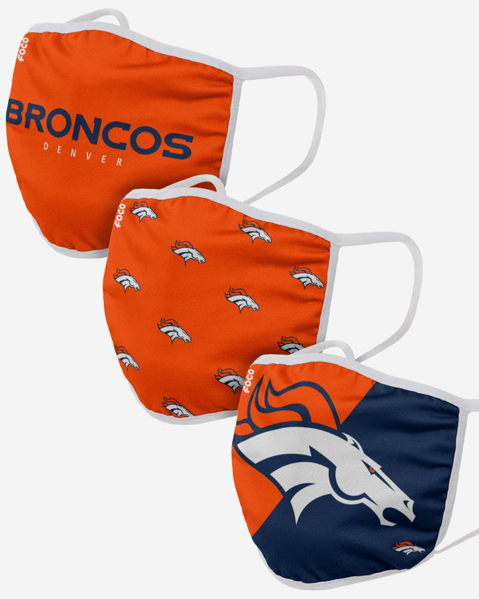 Denver Broncos 3 Pack Face Cover FOCO Adult - FOCO.com