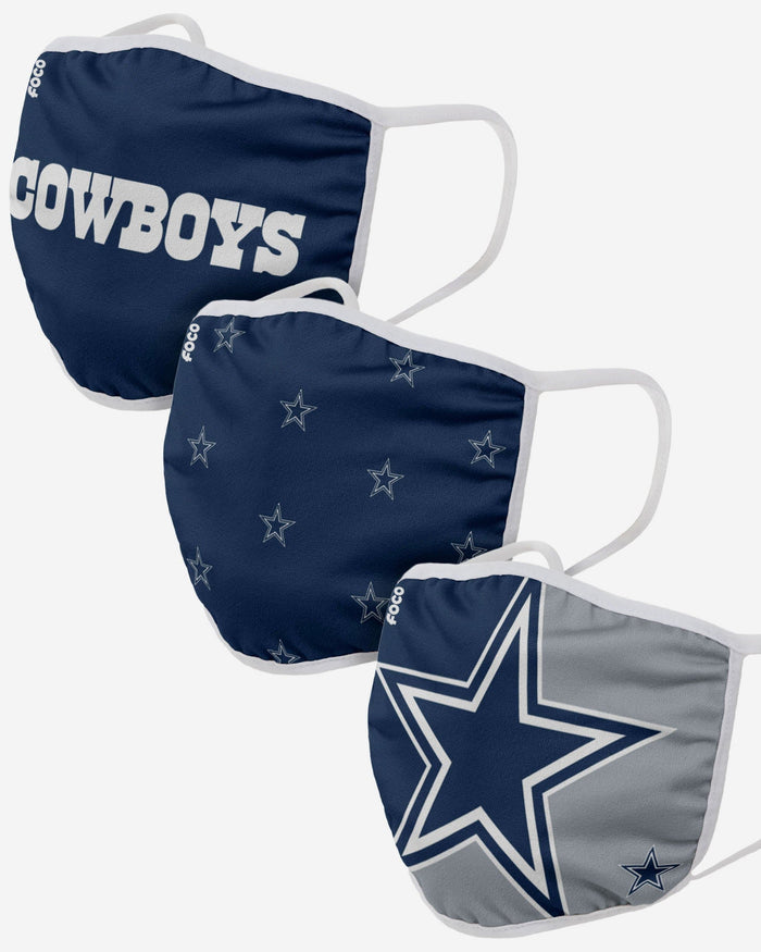 Dallas Cowboys 3 Pack Face Cover FOCO Adult - FOCO.com