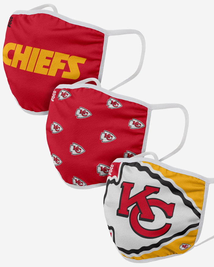 Kansas City Chiefs 3 Pack Face Cover FOCO Adult - FOCO.com