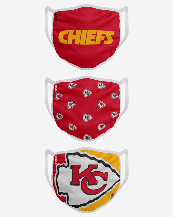 Kansas City Chiefs 3 Pack Face Cover FOCO - FOCO.com