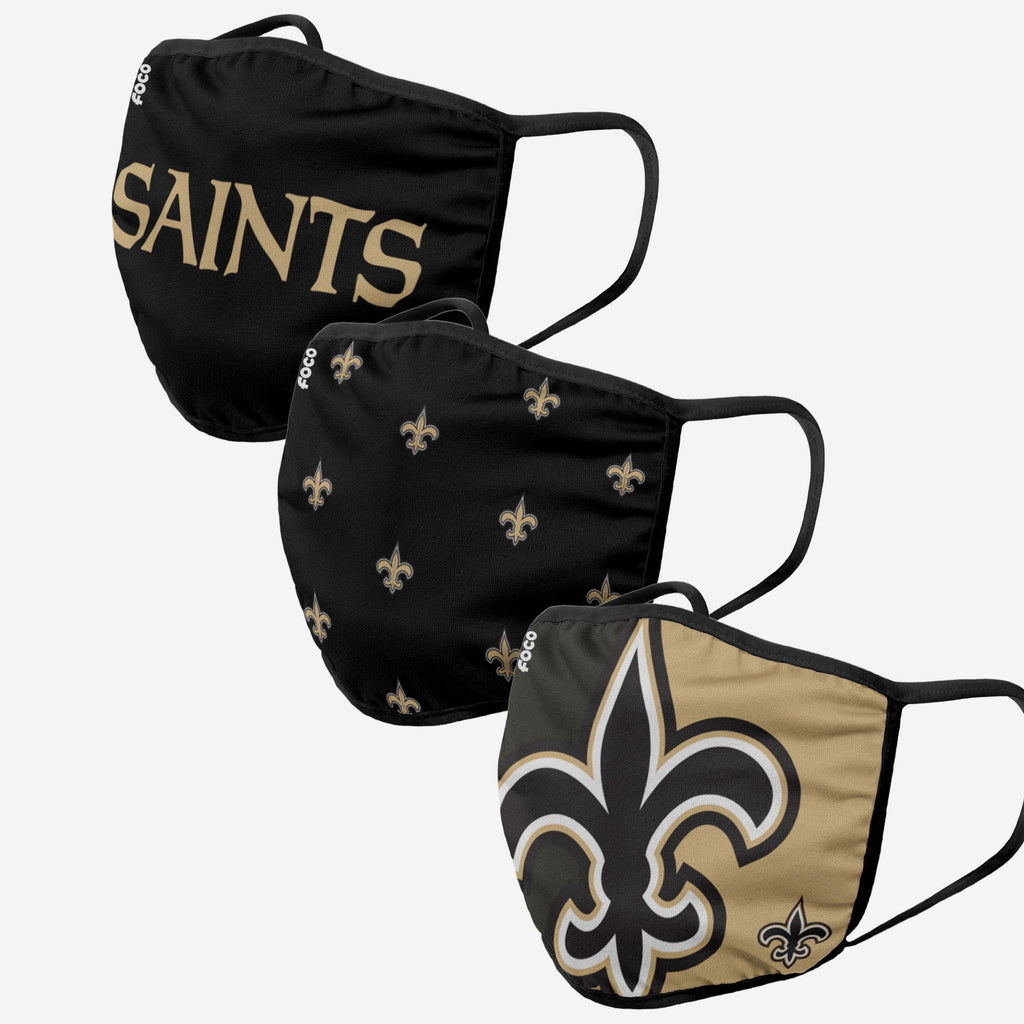 New Orleans Saints 3 Pack Face Cover FOCO Adult - FOCO.com