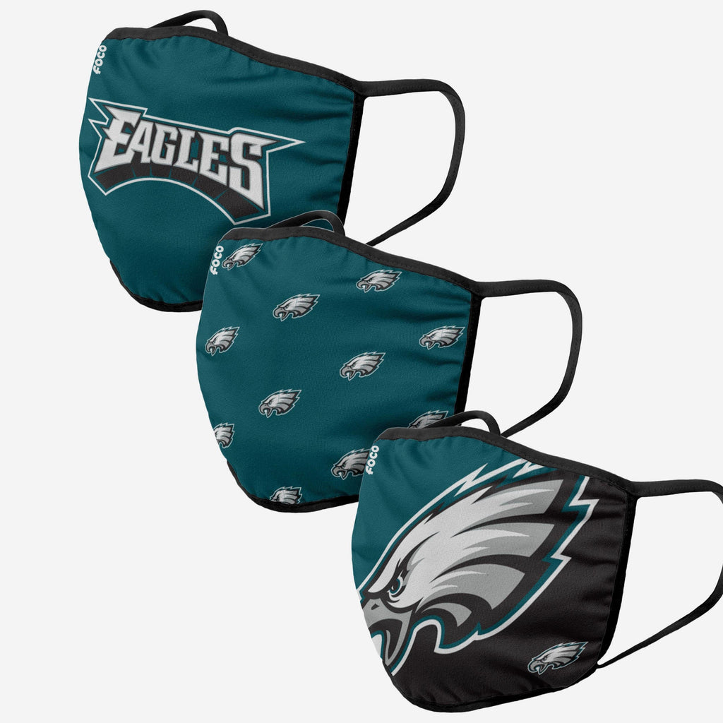 Philadelphia Eagles 3 Pack Face Cover FOCO Adult - FOCO.com