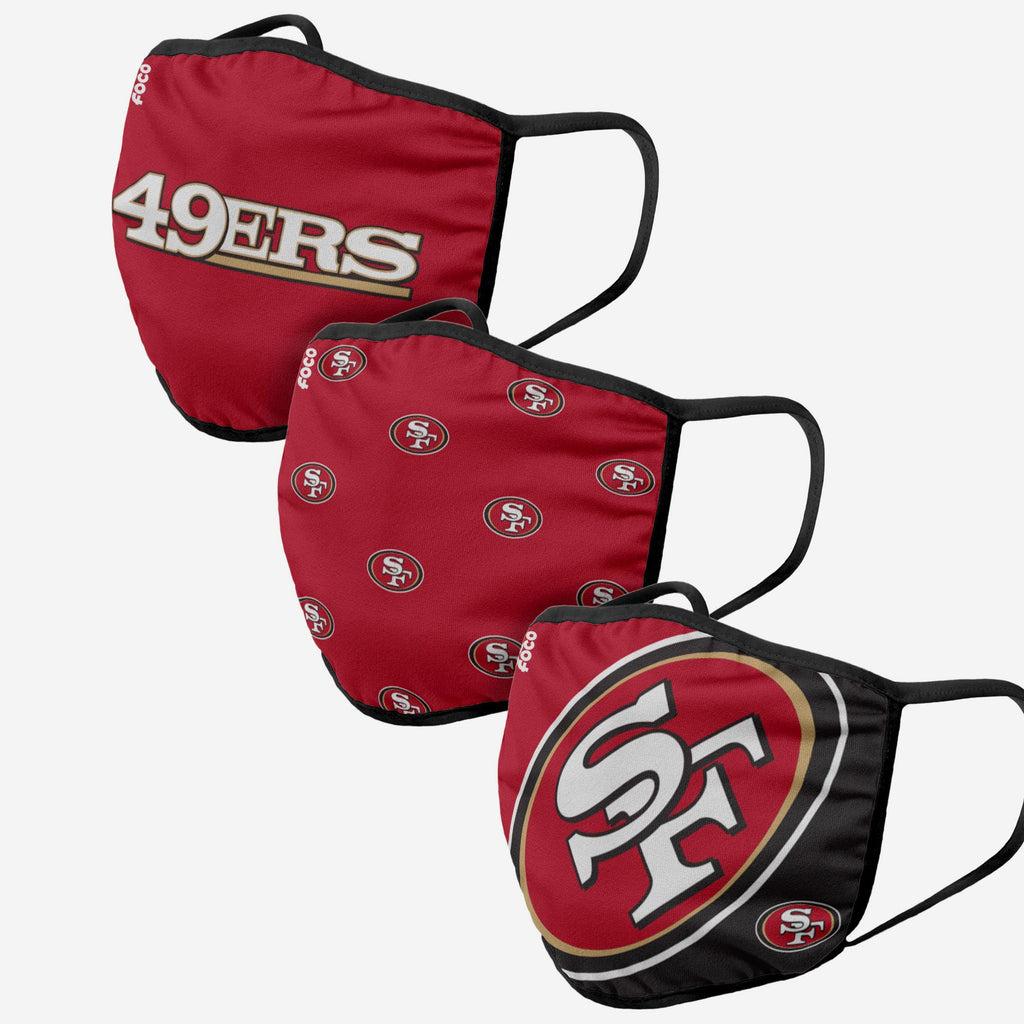 San Francisco 49ers 3 Pack Face Cover FOCO Adult - FOCO.com