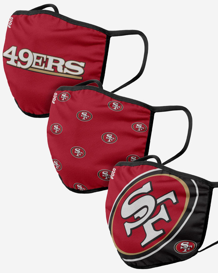 San Francisco 49ers 3 Pack Face Cover FOCO Adult - FOCO.com