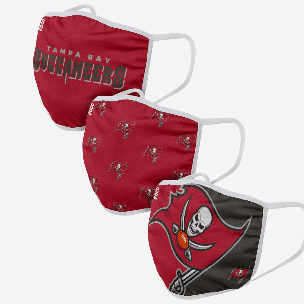 Tampa Bay Buccaneers 3 Pack Face Cover FOCO Adult - FOCO.com