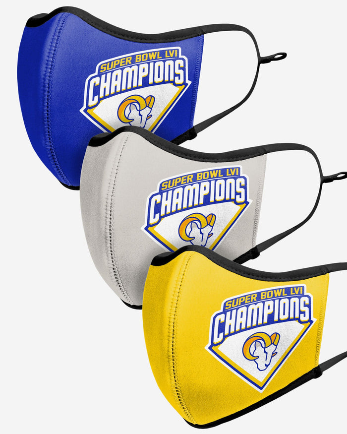 Los Angeles Rams Super Bowl LVI Champions Sport 3 Pack Face Cover FOCO - FOCO.com