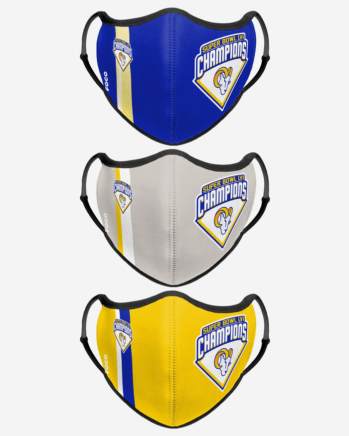 Los Angeles Rams Super Bowl LVI Champions Sport 3 Pack Face Cover FOCO - FOCO.com