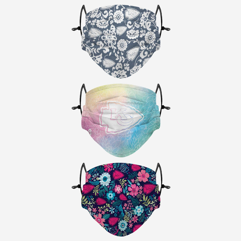 Kansas City Chiefs Spring Flowers 3 Pack Face Cover FOCO - FOCO.com