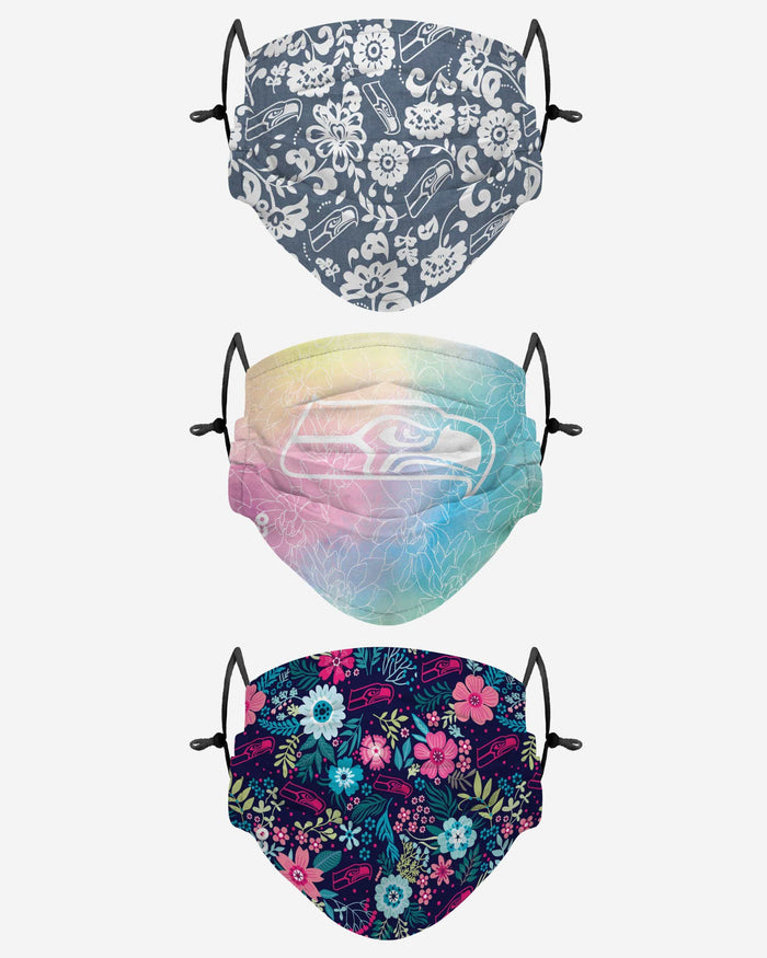 Seattle Seahawks Spring Flowers 3 Pack Face Cover FOCO - FOCO.com