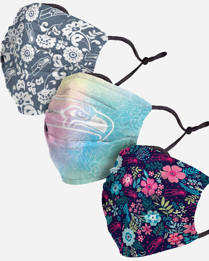 Seattle Seahawks Spring Flowers 3 Pack Face Cover FOCO - FOCO.com