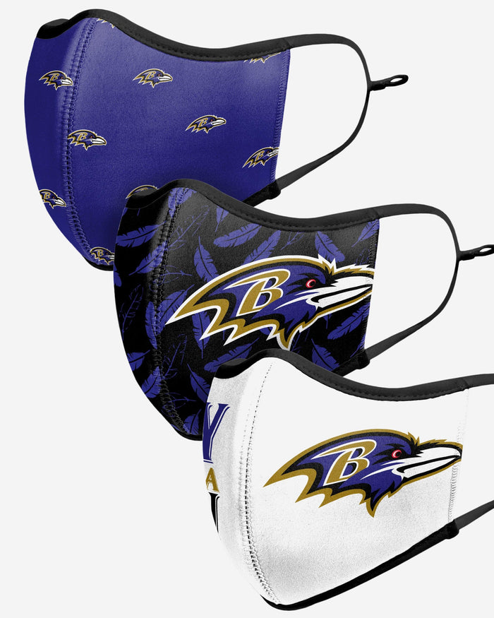Baltimore Ravens Thematic Sport 3 Pack Face Cover FOCO - FOCO.com