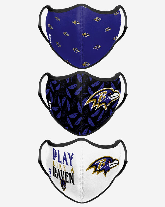 Baltimore Ravens Thematic Sport 3 Pack Face Cover FOCO - FOCO.com