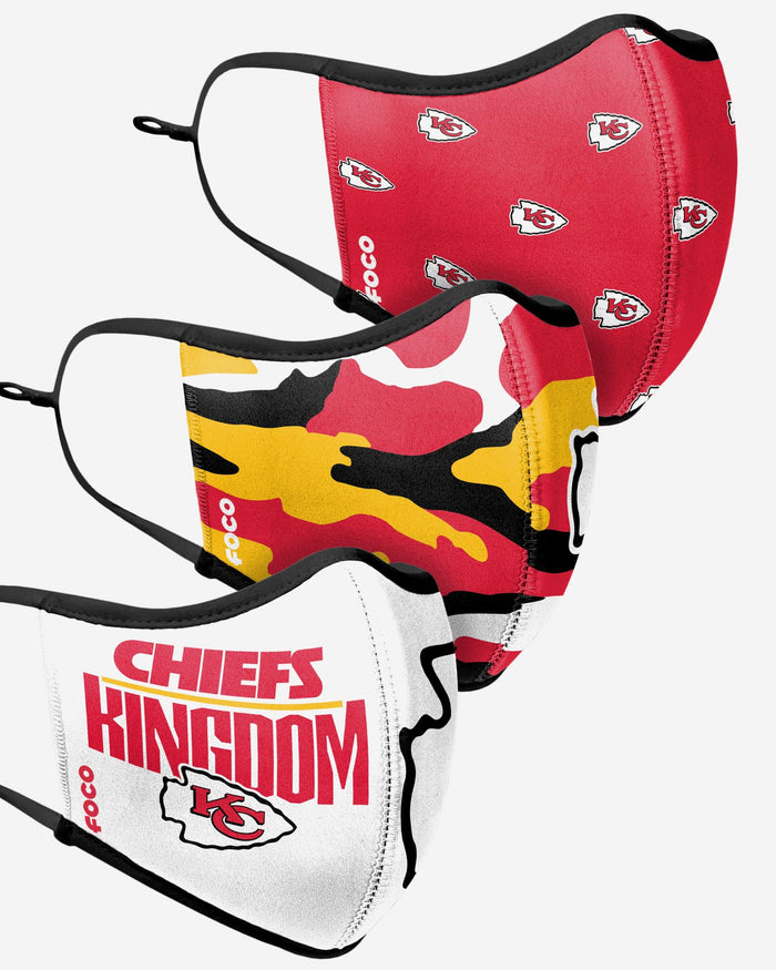 Kansas City Chiefs Thematic Sport 3 Pack Face Cover FOCO - FOCO.com