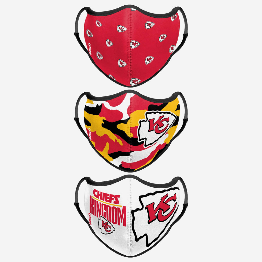 Kansas City Chiefs Thematic Sport 3 Pack Face Cover FOCO - FOCO.com