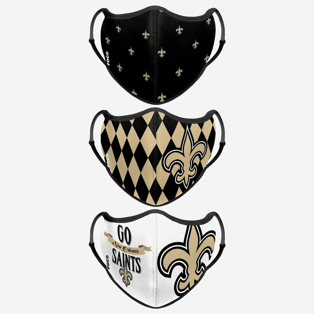 New Orleans Saints Thematic Sport 3 Pack Face Cover FOCO - FOCO.com