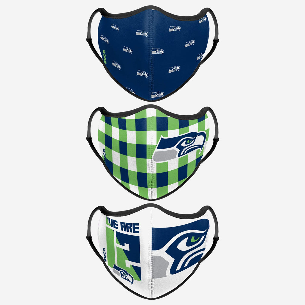 Seattle Seahawks Thematic Sport 3 Pack Face Cover FOCO - FOCO.com