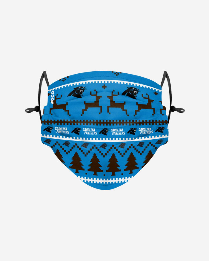 Carolina Panthers Wordmark Holiday Adjustable Face Cover FOCO - FOCO.com