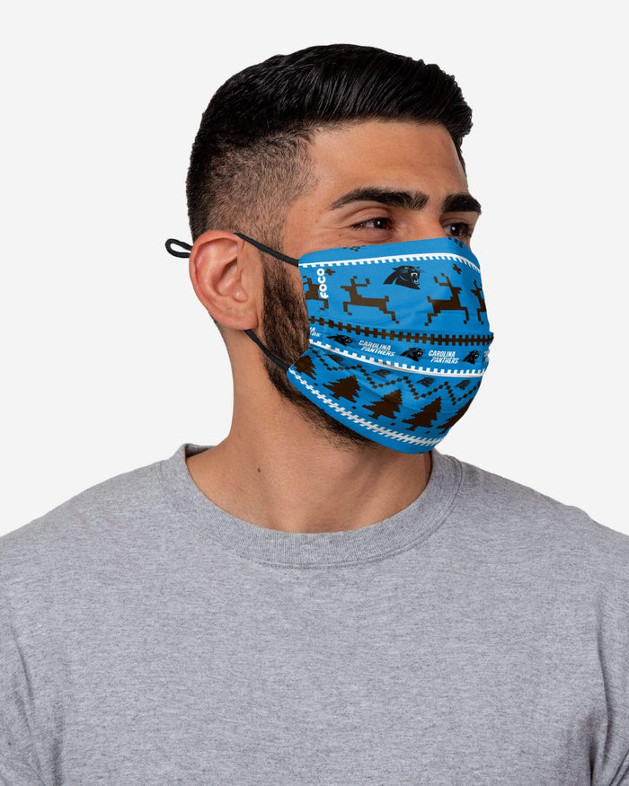 Carolina Panthers Wordmark Holiday Adjustable Face Cover FOCO - FOCO.com