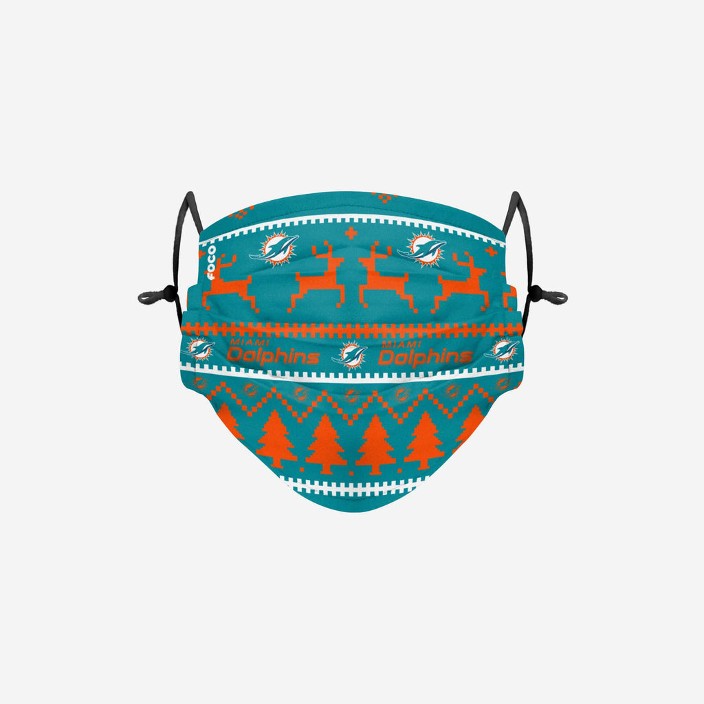 Miami Dolphins Wordmark Holiday Adjustable Face Cover FOCO - FOCO.com