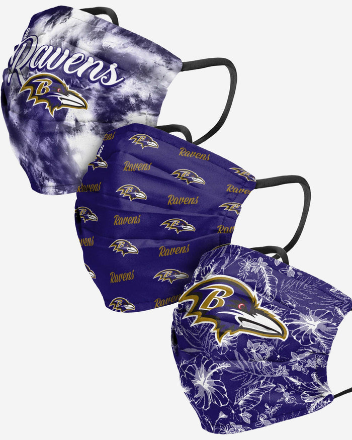 Baltimore Ravens Womens Matchday 3 Pack Face Cover FOCO - FOCO.com