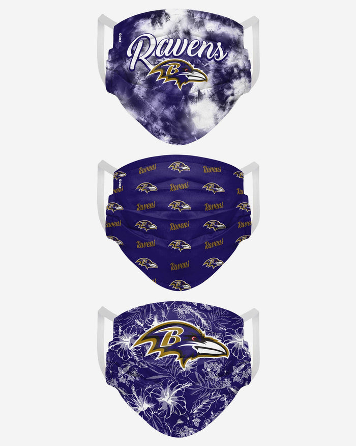 Baltimore Ravens Womens Matchday 3 Pack Face Cover FOCO - FOCO.com