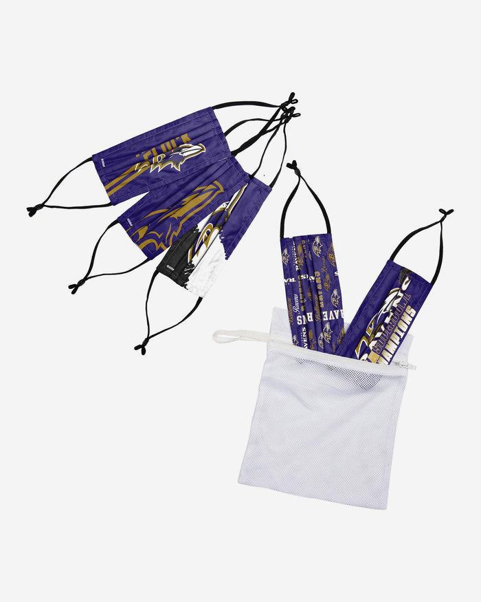 Baltimore Ravens Youth Rising Stars Adjustable 5 Pack Face Cover FOCO - FOCO.com